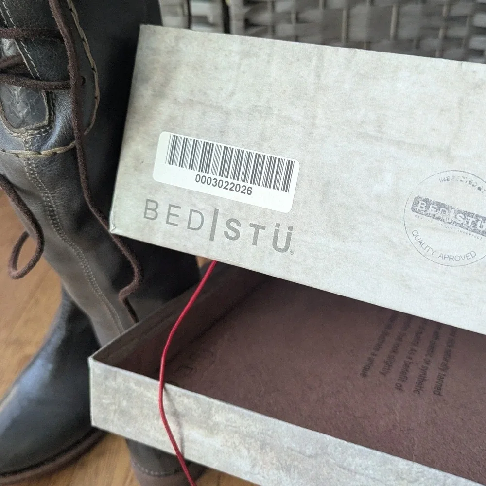 Bed Stu Manchester Tall Boots Brown Distressed Leather Womens‎ 7 Lace Up Western